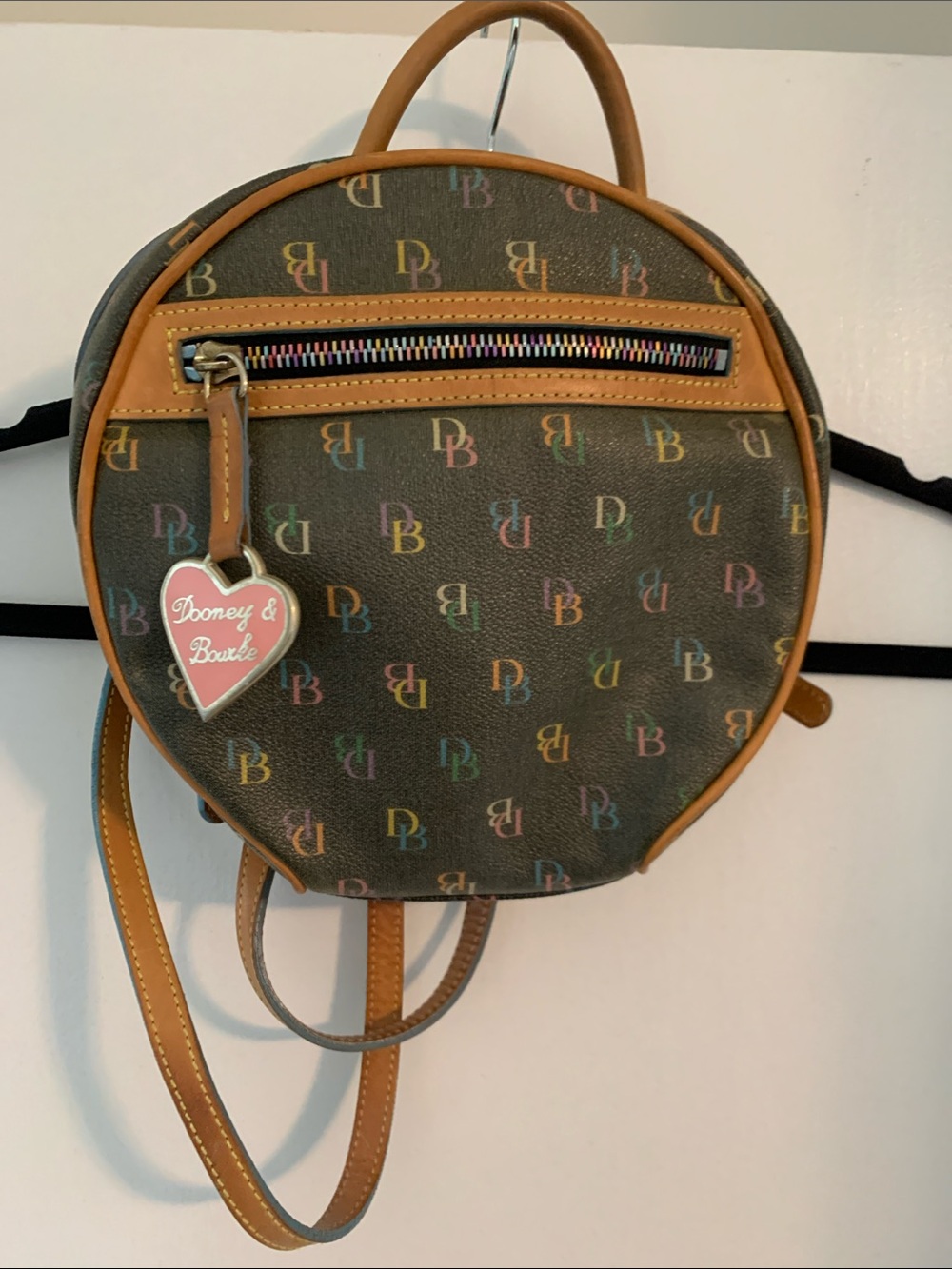 Dooney & Bourke Brown Mini Logo Backpack with Multicolor Accents